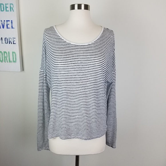 Vince Tops - Vince White Black 100% Linen Tee Shirt